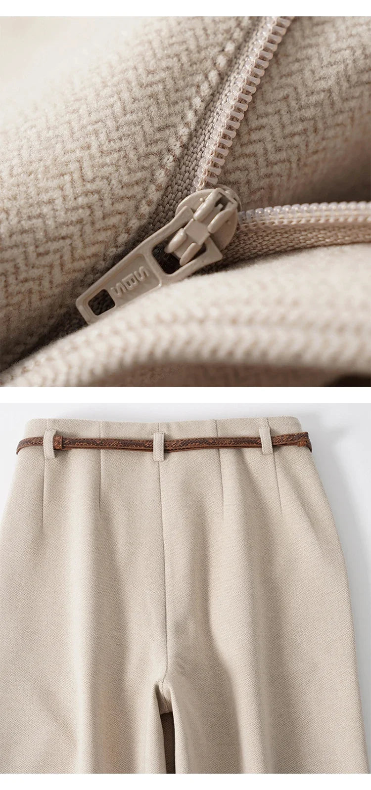 High-Waist Wide Leg Trousers for Women – Tailored Polyester Workwear with Belt